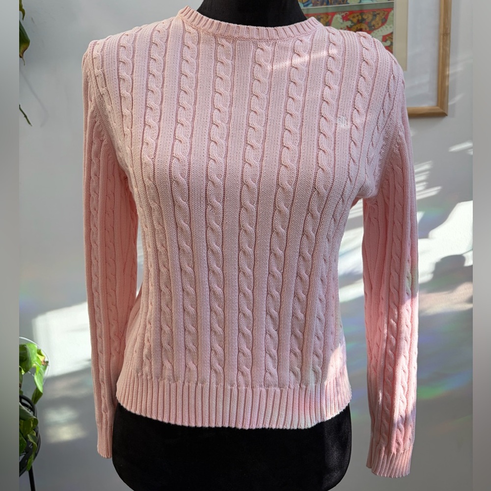 Lauren Ralph Lauren Pink Cable Knit Sweater Size M | Vintage